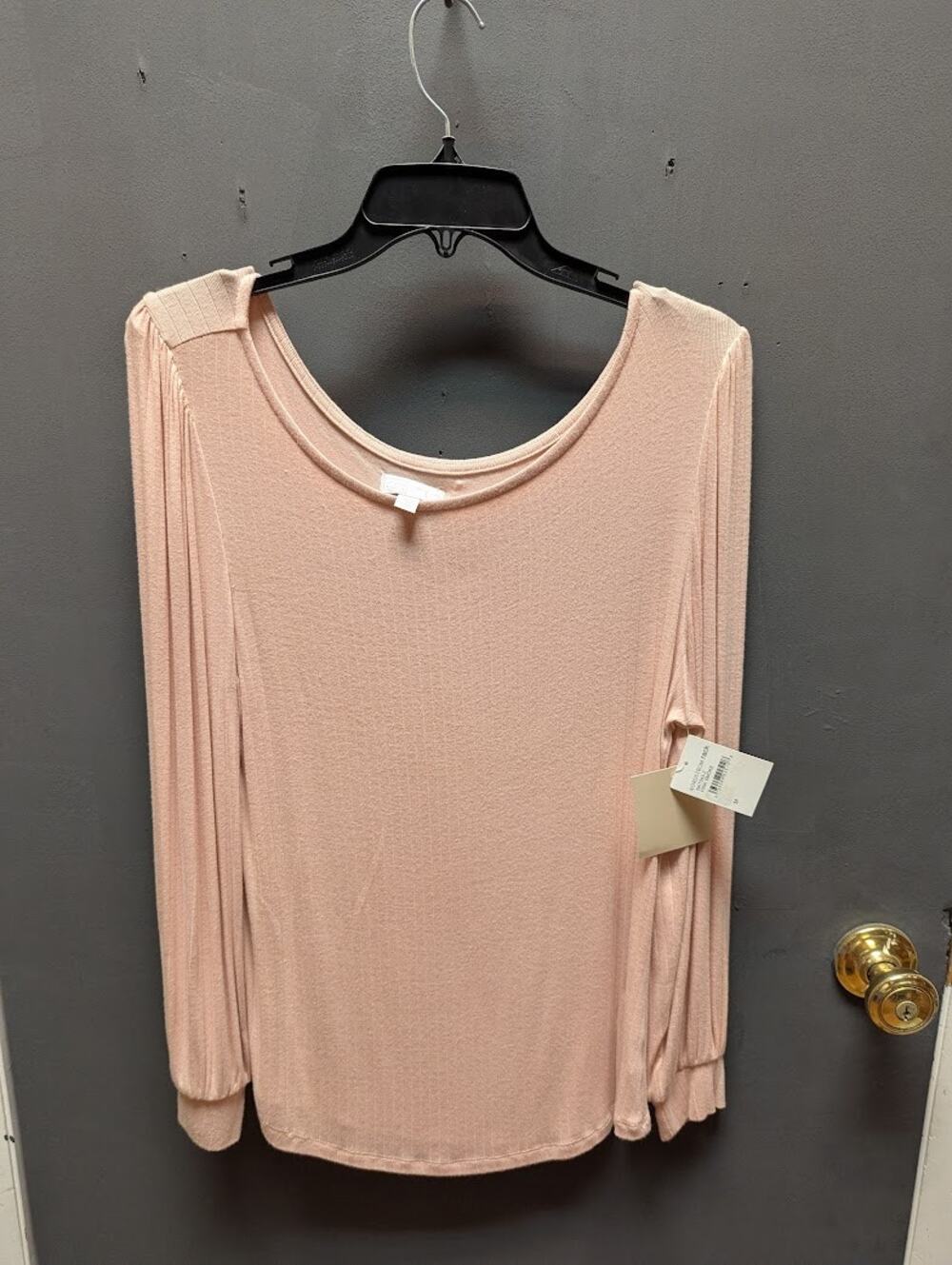 14th & Union MEDIUM pink smoke long sleeve ribbed sweater layering shirt top